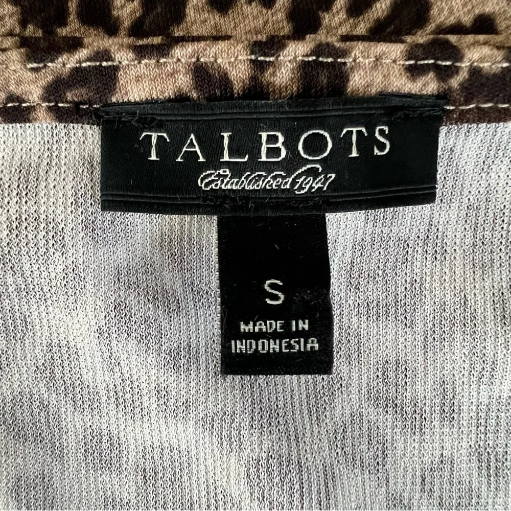 Talbots | Leopard Print Midi Dress Sleeveless Gathered Front Waist | S - Picture 6 of 8